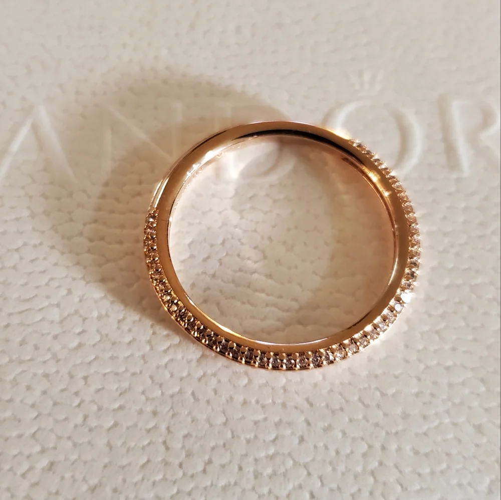 Pandora Rose Gold Pavé Stackable Ring with Clear Stones